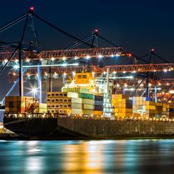 NY Shipping Terminal during the evening