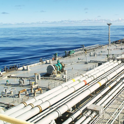 Deck of Tanker stock image